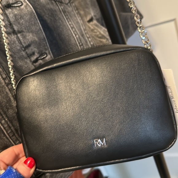 NWT Black Rebecca Minkoff diamond quilt silver studded top zip crossbody bag - Picture 7 of 14